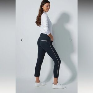 Daily Sports Black Skinny Ankle Pants with Silver Trim Size 6